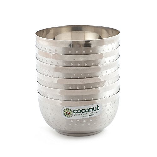 coconut Stainless Steel Shower DLX Bowl/Vati/Katori - Set of 6 (7.5 CM Diameter) - Capacity Each 100 ML - Image 1