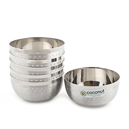 coconut Stainless Steel Shower DLX Bowl/Vati/Katori - Set of 6 (7.5 CM Diameter) - Capacity Each 100 ML - Image 2