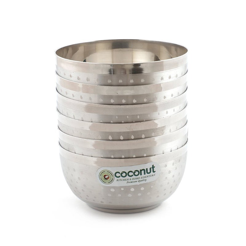 coconut Stainless Steel Shower DLX Bowl/Vati/Katori - Set of 6 (7.5 CM Diameter) - Capacity Each 100 ML - Image 4