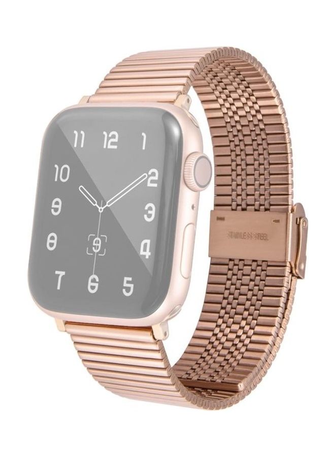 NIBEMINENT Multi-baht Steel Replacement Watchband For Apple Watch Series 7/6/5/4/3/2/1/SE 45/44/42mm Rose Gold - Image 1