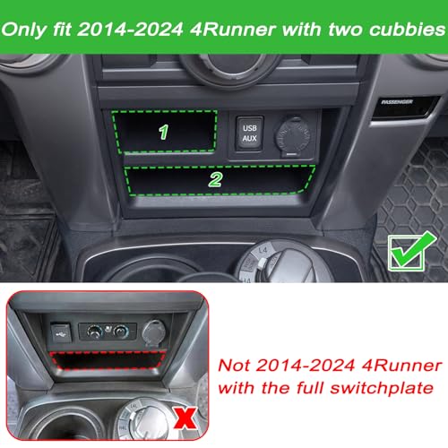 JKCOVER Upgrade 2PCS Center Console Storage Drawer Compatible with Toyota 4Runner 2014-2022 2023 2024 Accessories Cubbies Organizer Extra Storage(ABS Plastic) - Image 2