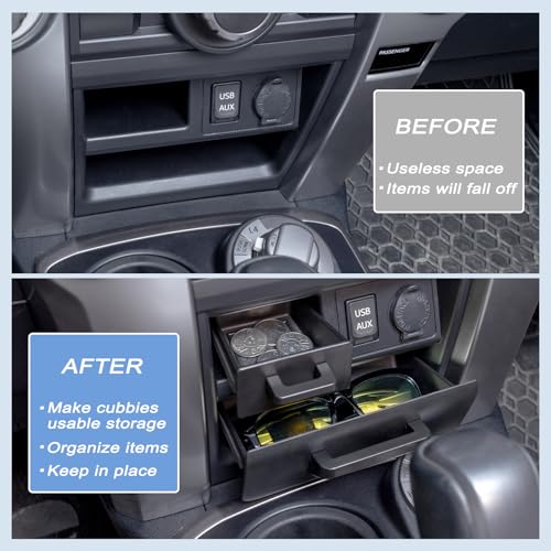 JKCOVER Upgrade 2PCS Center Console Storage Drawer Compatible with Toyota 4Runner 2014-2022 2023 2024 Accessories Cubbies Organizer Extra Storage(ABS Plastic) - Image 3