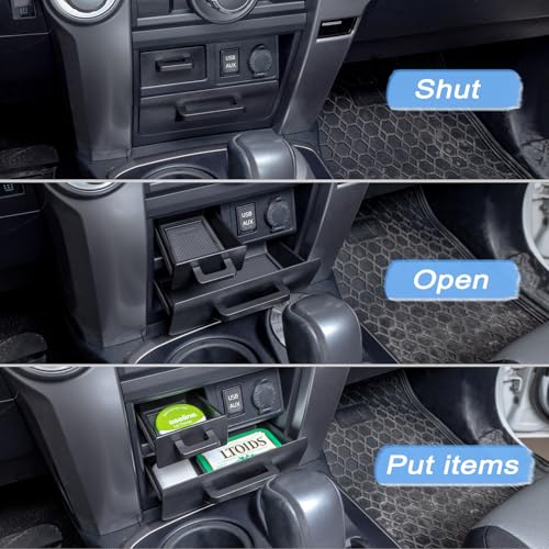 JKCOVER Upgrade 2PCS Center Console Storage Drawer Compatible with Toyota 4Runner 2014-2022 2023 2024 Accessories Cubbies Organizer Extra Storage(ABS Plastic) - Image 5