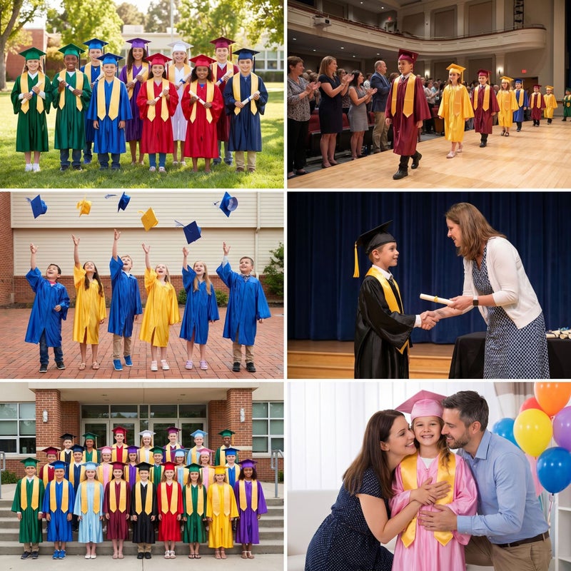 Jing Zhe Rui 2026 New Kids Graduation Gown Set with Cap - Kindergarten Elementary School Ceremony Dress, Knit Fabric, Unisex, Sizes 21-36 - Image 3