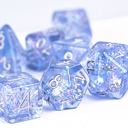 UDIXI Polyhedral DND Dice Set 7die Resin DND Dice Set for DD RPG and Board Games Blue with Silver Numbers - Image 5
