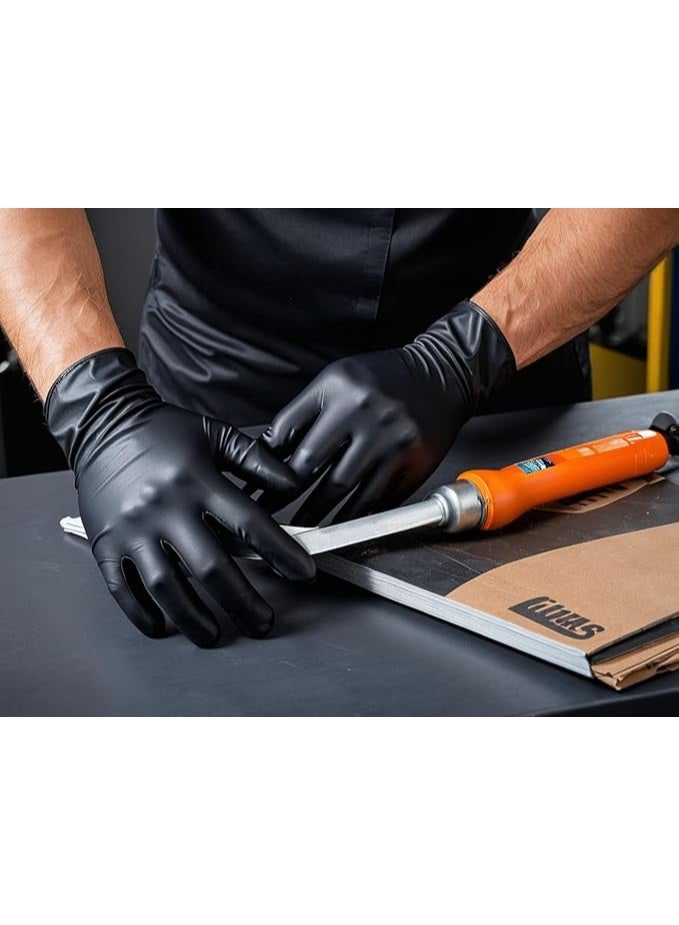 Premium Black Nitrile Disposable Gloves - 100 Pack - Extra Strong & Puncture Resistant - Latex-Free & Powder-Free - Professional-Grade Examination Gloves - Image 4