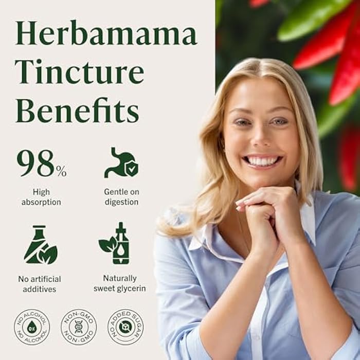 HERBAMAMA Cayenne Pepper Drops – Capsaicin Supplements for Metabolism & Circulation Support – Blood Sugar Support Supplement – Cayenne Pepper Extract – Non-GMO, Alcohol & Sugar-Free, 28-Day Supply - Image 5