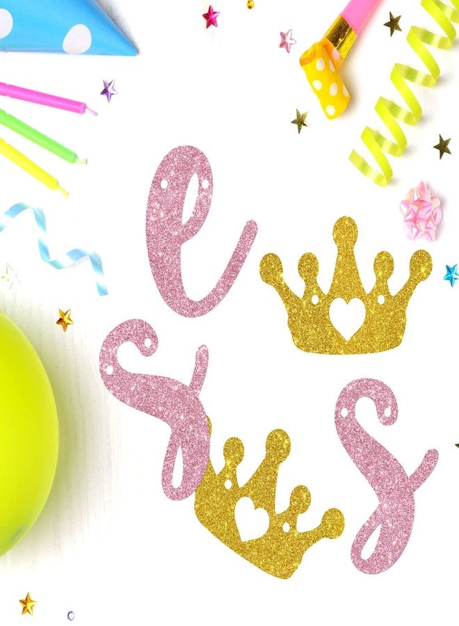Helewilk Her Royal Fiveness Banner, Happy 5th Birthday Hanging Sign, Glittery Girls 5th Birthday Party Decoration Supplies - Image 3