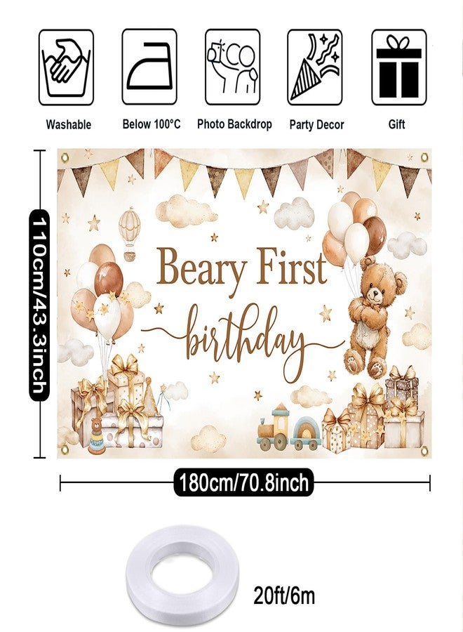 موكسيكا زينة لافتة عيد الميلاد الأول من Mocsicka Beary، زينة خلفية عيد الميلاد الأول للأولاد، خلفية حفلة عيد ميلاد للأولاد بعمر سنة واحدة (6 × 3.6 قدم (70.8 × 43.3 بوصة)) - Image 5