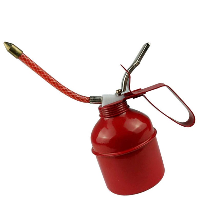 Manual Oiler Can Iron Red Lever Style Lubrication Oiling Can Flexible Hose Oil Can Pump 270ml - Image 2