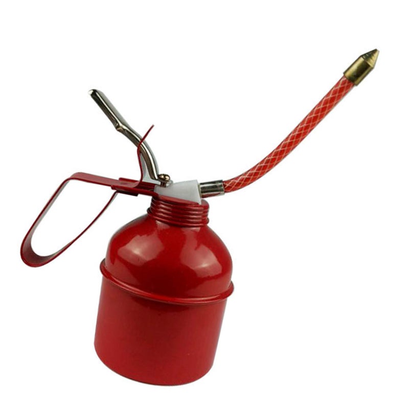 Manual Oiler Can Iron Red Lever Style Lubrication Oiling Can Flexible Hose Oil Can Pump 270ml - Image 4