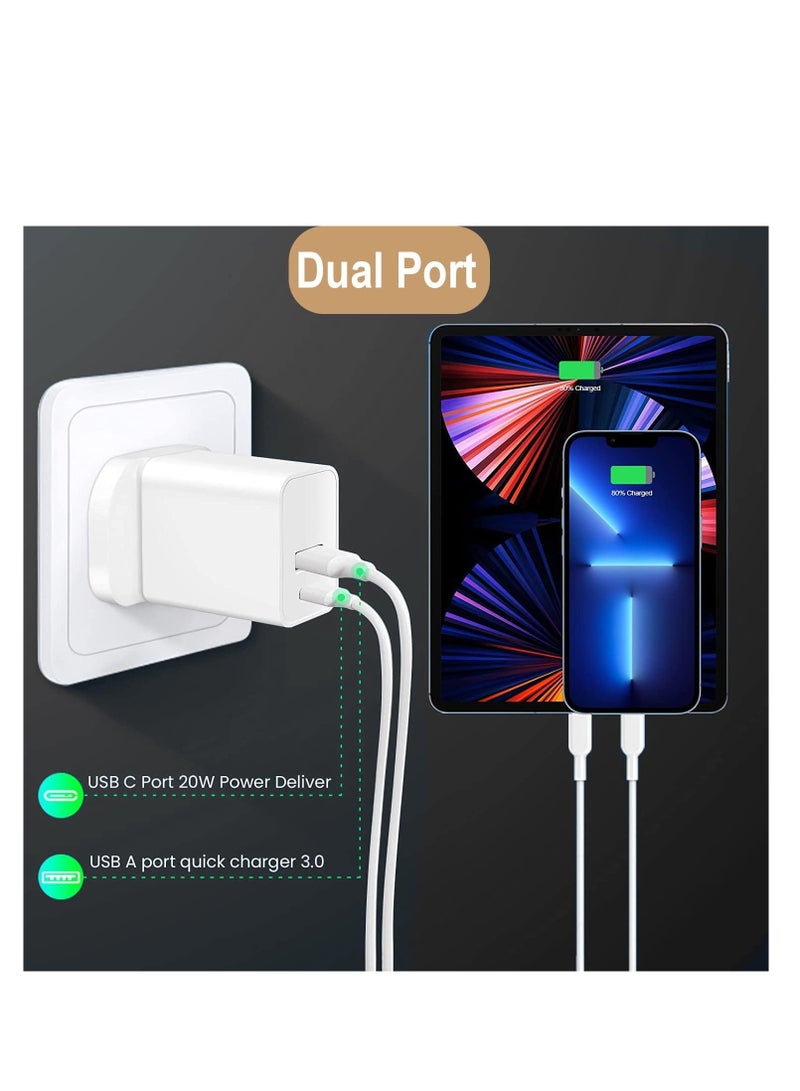 General 20W USB C and A Wall Plug Fast Charger, Suitable for Most Mobile Phones and Tablets, Dual Ports Type C  A UK Power Adapter for iPhone/Google Pixel/iPad  - Image 5
