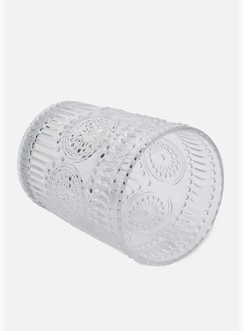 Bonhomie Clear Embossed Drinking Glass For Home