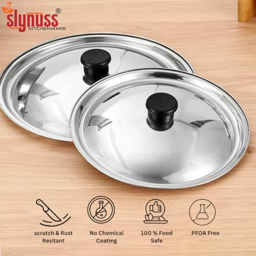 Slynuss® | Stainless Steel Lid for kadai/Lids for Bowls with Heat Resistant Knob | Diameter - 26.5cms | Size - 5 | Cover for Kitchen Utensils, Cooking Utensils, Kadhai, Pots and Pans for Kitchen - Image 2