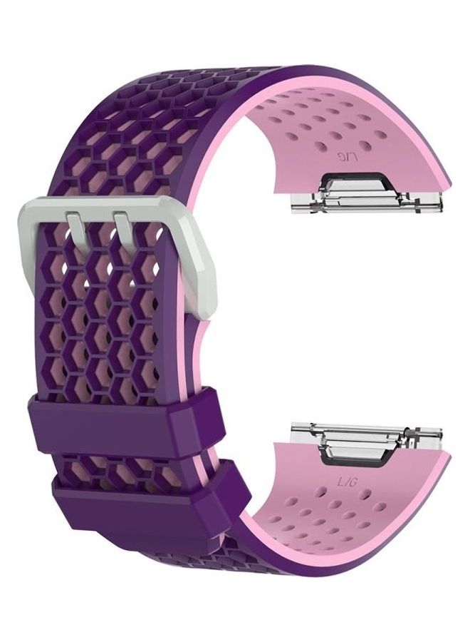 NIBEMINENT For Fitbit Ionic Two Tone Silicone Replacement Wrist Strap Watchband With Buckle Purple/Pink