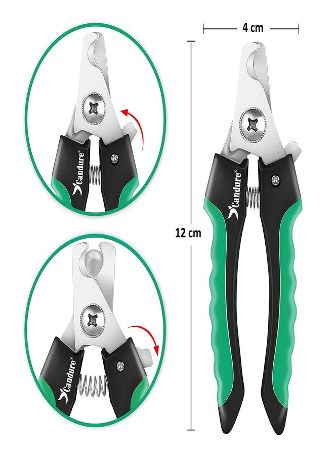 Candure Dog Nail Clippers Professional Pet Nail Clipper Suitable for Cats, Rabbits and Guinea Pigs - Safety Lock/Protective Guard to Avoid Over Cutting (Green, Medium to Small) - Image 2