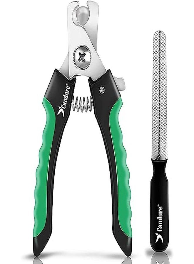 Candure Dog Nail Clippers Professional Pet Nail Clipper Suitable for Cats, Rabbits and Guinea Pigs - Safety Lock/Protective Guard to Avoid Over Cutting (Green, Medium to Small) - Image 1