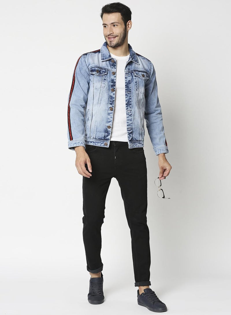 هاي ستار جاكيت جينز أزرق رجالي مغسول - Image 1