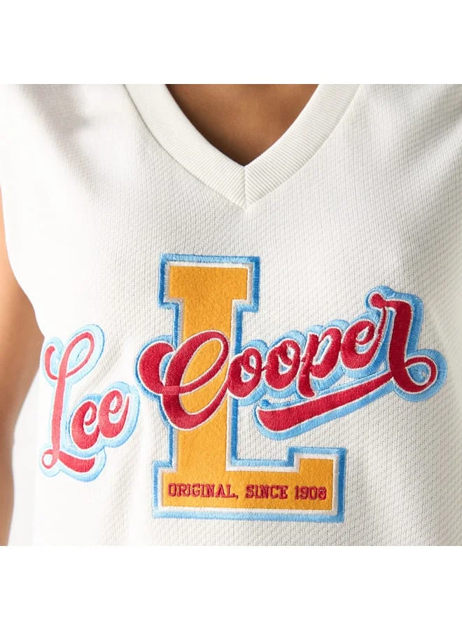 Lee Cooper Lee Cooper Logo Embroidered Sleeveless T-shirt with V-neck