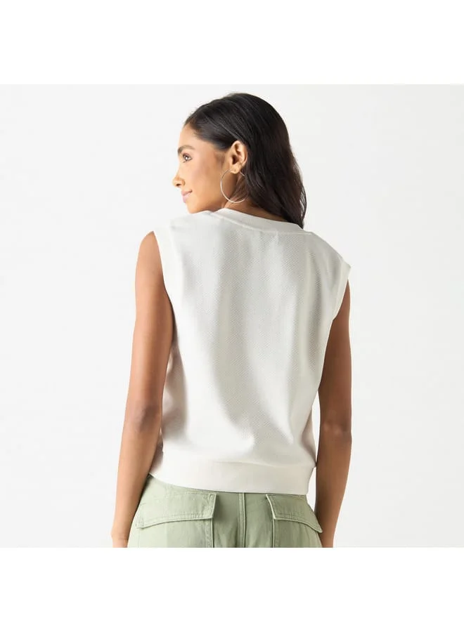 Lee Cooper Lee Cooper Logo Embroidered Sleeveless T-shirt with V-neck