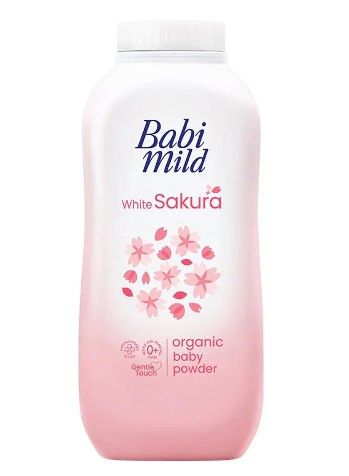 BABIMILD Organic Baby Body Powder with White Sakura Flower 160g - Image 1