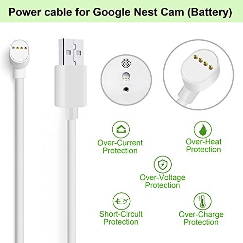 iMah Extended USB Power Charging Cable Compatible with Google Nest Cam (Battery), 6.56ft (2m) - Image 2