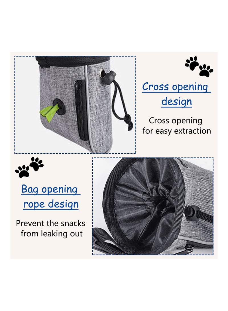 SYOSI Dog Treat Bag, Waterproof Dog Training Pouch, Hand-Free Dog Walking Bag with Adjustable Waist Belt, Pet Puppy Treat Pouch Bag for Dog Training Walking Travel Outdoor Use (Grey)  - Image 3