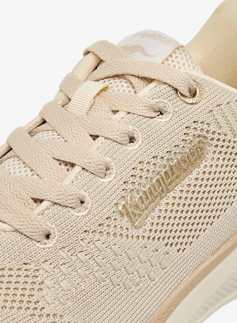 kangaROOS BEIGE Women's Textured Lace-Up Sports Shoes for Women | Best Price UAE
