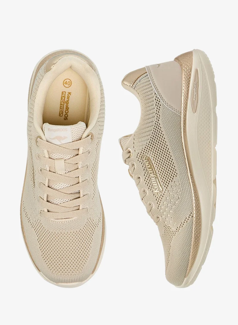 kangaROOS BEIGE Women's Textured Lace-Up Sports Shoes for Women | Best Price UAE