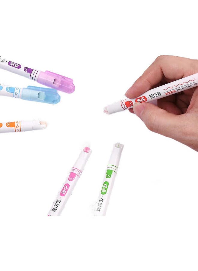 GENVANA Jin Wanian 6-Color Floral Pattern Outline Pen, Curved Pen, Highlighter, Embossing Pen, Marker Pen, Student Use, Marking Pen, Floral Border, Handwritten Report Floral Border, Colored Journal Decorative Pen G-0546 - Image 1