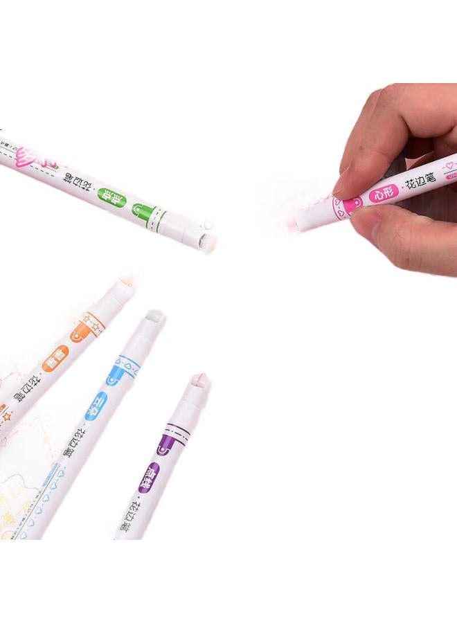 GENVANA Jin Wanian 6-Color Floral Pattern Outline Pen, Curved Pen, Highlighter, Embossing Pen, Marker Pen, Student Use, Marking Pen, Floral Border, Handwritten Report Floral Border, Colored Journal Decorative Pen G-0546 - Image 2