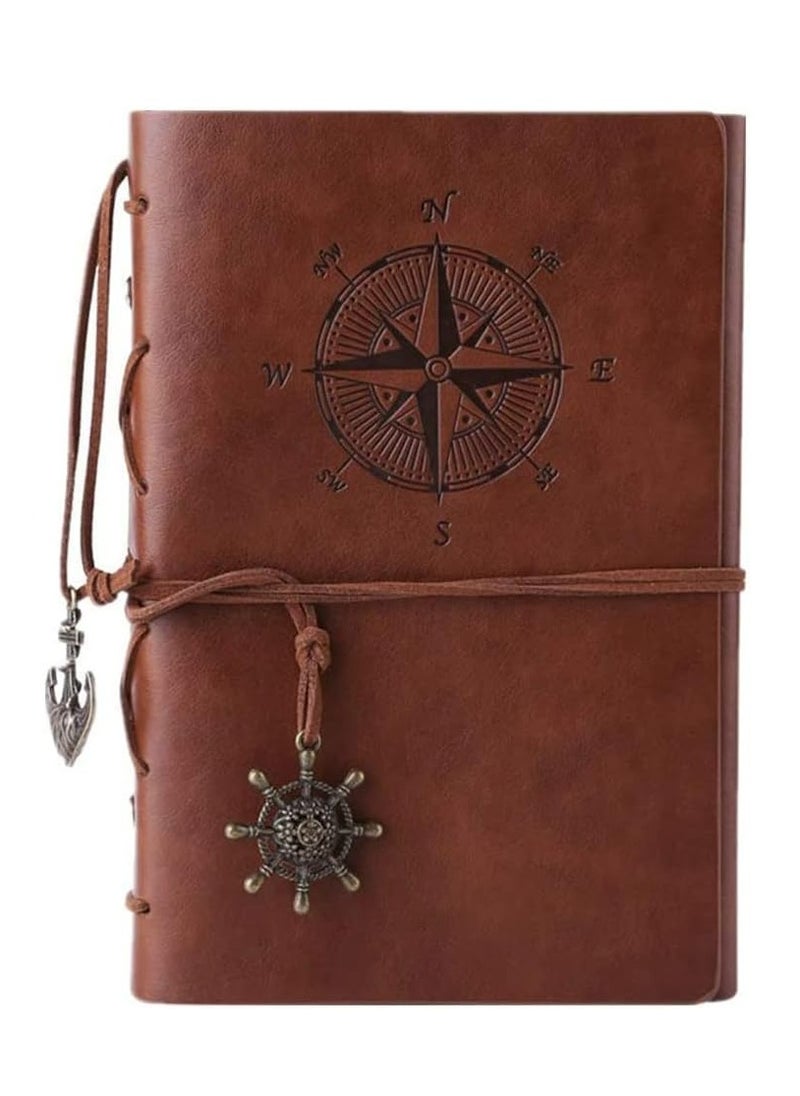 Oasisgalore Vintage Refillable Leather Notebook, Embossed Travel Journal, Spiral Bound Diary for Men & Women.  - Image 1