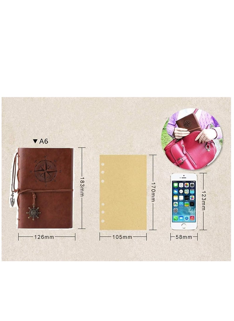 Oasisgalore Vintage Refillable Leather Notebook, Embossed Travel Journal, Spiral Bound Diary for Men & Women.  - Image 2