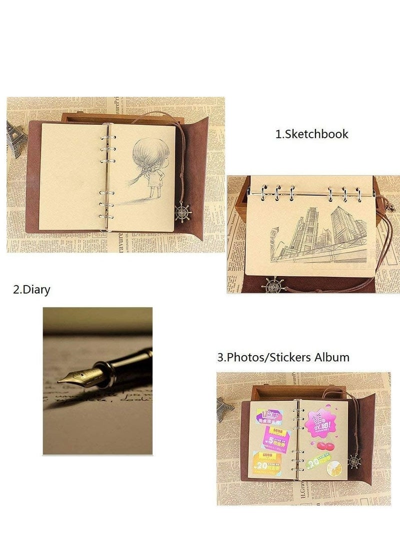 Oasisgalore Vintage Refillable Leather Notebook, Embossed Travel Journal, Spiral Bound Diary for Men & Women.  - Image 3