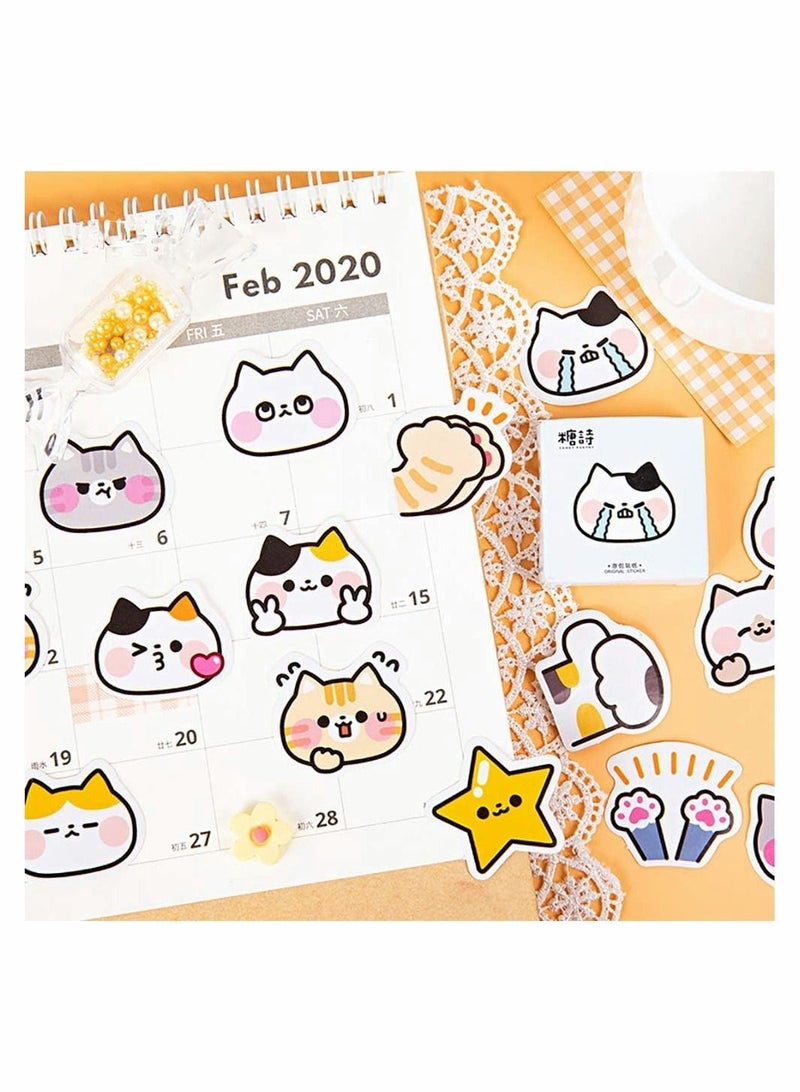 Y&D Cute Boxed Cartoon Cats DIY Decoration Adhesive Paper Shaped Stickers for Laptop Planners, Scrapbook, Cups, Album, Phone Case, Hand Account Sealing Stickers, 45Pcs (Colored Cats)  - Image 3