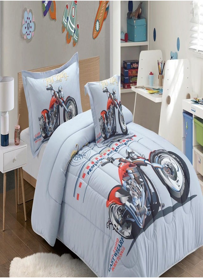 NORFAD 4-Piece Reversible 300D Filling Baby Bedding Set with Fitted Sheet 170*230cm for Boys and Girls 