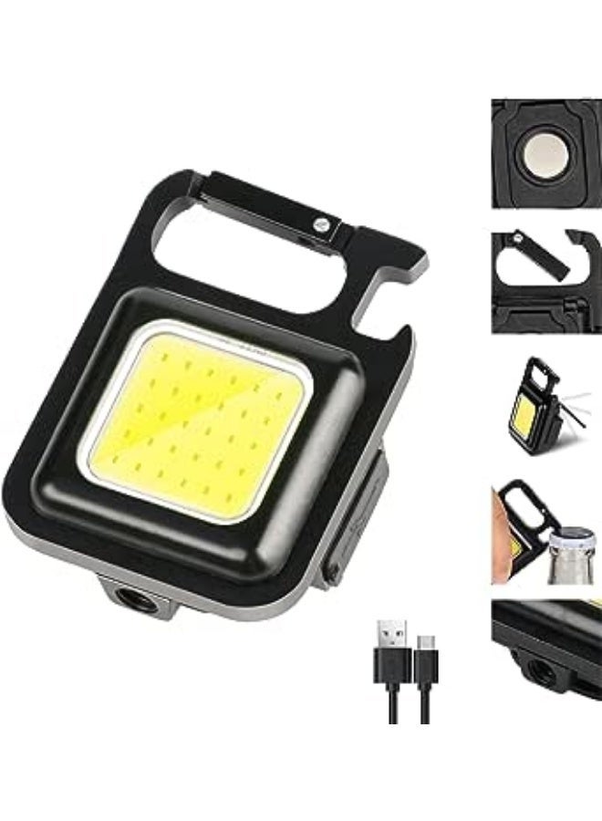 Multifunctional Portable COB Keychain Light – Powerful, Rechargeable Emergency Flashlight with Built-in Magnet, Kickstand, and Bottle Opener – Ideal for Camping, Maintenance, and Travel. - Image 5