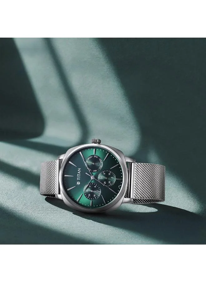 تيتان Men's Stainless Steel Analog Watch 90189SM01 - 49 mm
