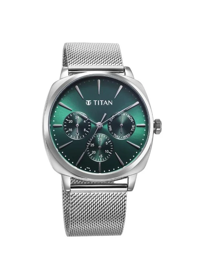 تيتان Men's Stainless Steel Analog Watch 90189SM01 - 49 mm