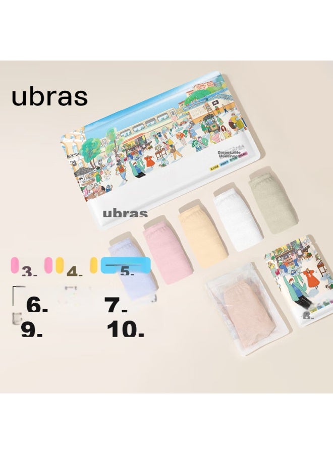 Ubras Disposable Pure Cotton Mid-rise Travel-friendly Maternity Washless Daily Disposable Women's Underwear, Basic White Style, 7 Pieces - Image 1