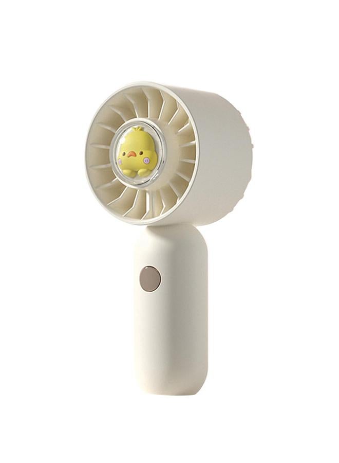 Loquat Small Portable Fan 3 Blades 3 Speeds Adjustable USB Rechargeable Quiet Handheld Mini Fan for Office Library Travel Beige - Image 1