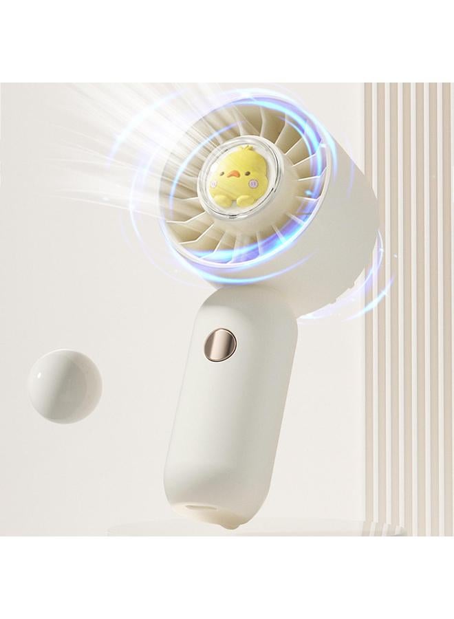 Loquat Small Portable Fan 3 Blades 3 Speeds Adjustable USB Rechargeable Quiet Handheld Mini Fan for Office Library Travel Beige - Image 5