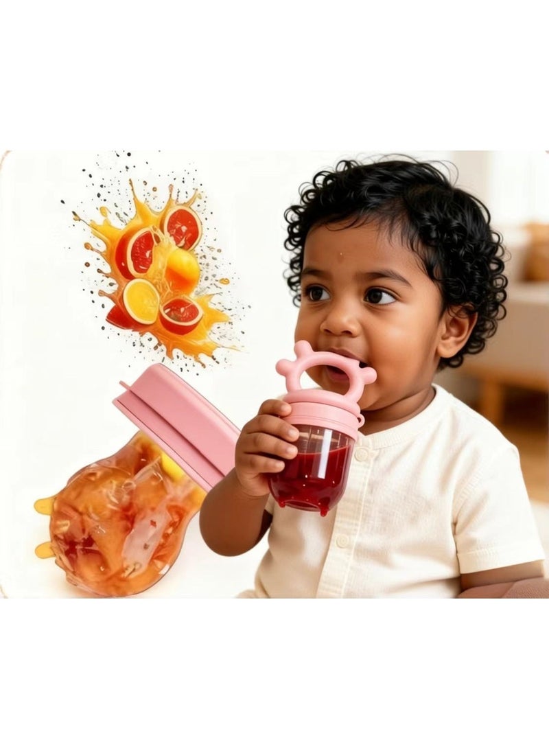 CESETH 13-Piece Silicone Feeding Set For Babies, Suitable For Babies To Feed Themselves. Food-Grade Silicone Without Bisphenol A. Includes Sucking Cup, Adjustable Soft Silicone Bib And Suction Bowl, Milk Cup, Fruit Feeder And Tableware. Suitable For Babies Over 6 Months Or Children For Independent Feeding. Baby Tableware Set - Pink - Image 5