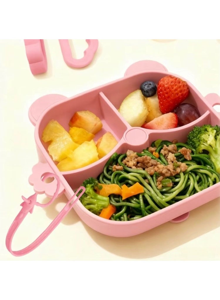 CESETH 13-Piece Silicone Feeding Set For Babies, Suitable For Babies To Feed Themselves. Food-Grade Silicone Without Bisphenol A. Includes Sucking Cup, Adjustable Soft Silicone Bib And Suction Bowl, Milk Cup, Fruit Feeder And Tableware. Suitable For Babies Over 6 Months Or Children For Independent Feeding. Baby Tableware Set - Pink - Image 2