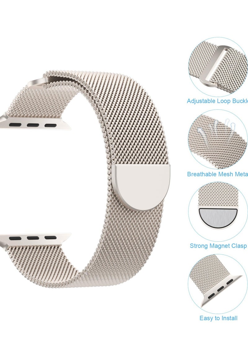 ANYOGRO Compatible with Apple Watch Band 42mm 41mm 40mm 38mm for Women and Men, Magnetic Metal Stainless Steel Strap Wristband Compatible for iWatch Series 10 9 8 7 6 5 4 3 2 1 SE Star Light  - Image 2