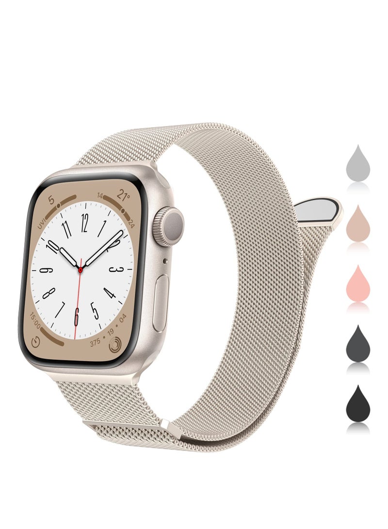 ANYOGRO Compatible with Apple Watch Band 42mm 41mm 40mm 38mm for Women and Men, Magnetic Metal Stainless Steel Strap Wristband Compatible for iWatch Series 10 9 8 7 6 5 4 3 2 1 SE Star Light  - Image 1
