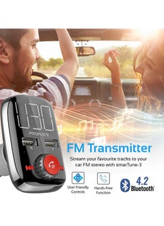 بروميت جهاز إرسال FM لاسلكي داخل السيارة مع منفذي شحن USB مزدوجين  - Image 2