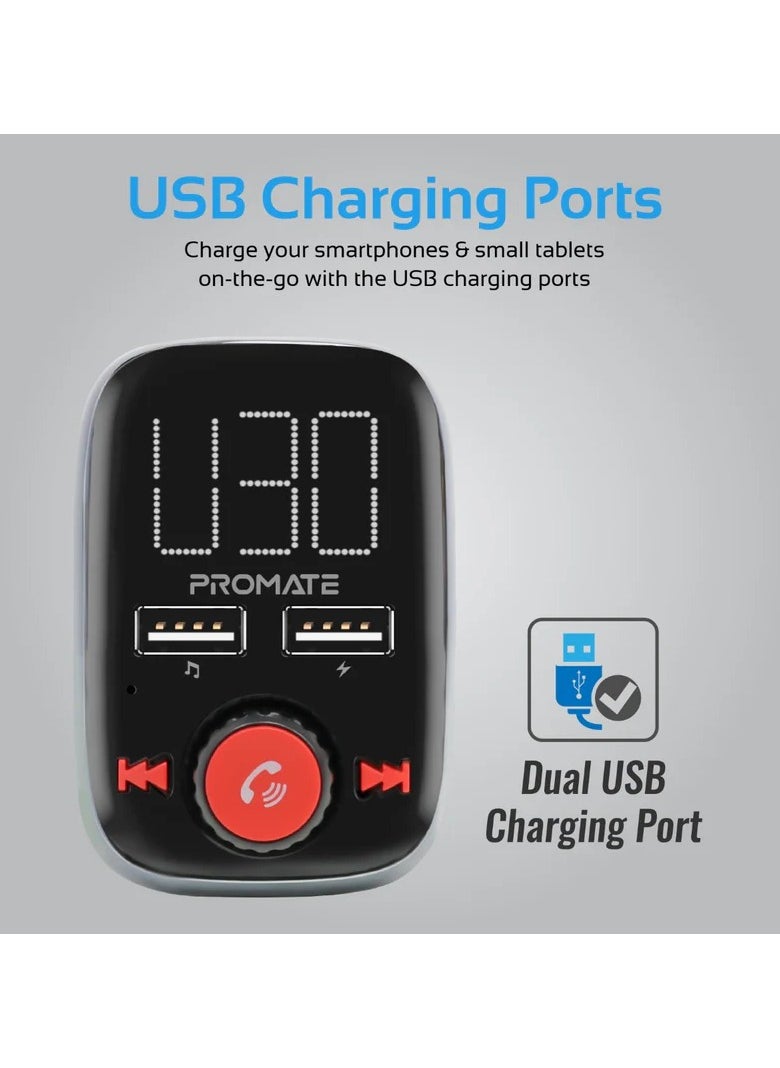 PROMATE Wireless In-Car FM Transmitter With Dual USB Charging Ports  - Image 4