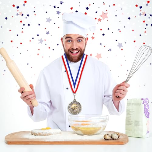 Remuuly 20/40 Pcs Chili Cook Off Trophies Cooking Medals for Awards Prizes Chef Hat Medals Baking Trophy Award with Neck Ribbons Competition Trophy for Chefs, Culinary, Cook Offs, BBQ(Gold,20 Pcs) - Image 4