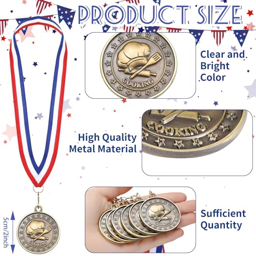 Remuuly 20/40 Pcs Chili Cook Off Trophies Cooking Medals for Awards Prizes Chef Hat Medals Baking Trophy Award with Neck Ribbons Competition Trophy for Chefs, Culinary, Cook Offs, BBQ(Gold,20 Pcs) - Image 2